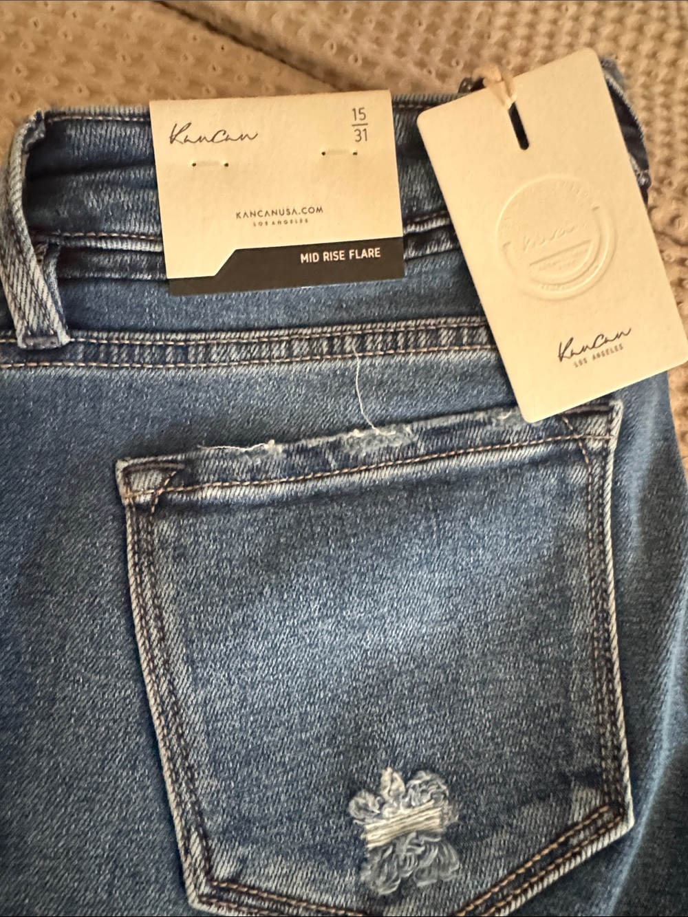 KanCan Mid Rise Flare Jeans - Light Blue Denim